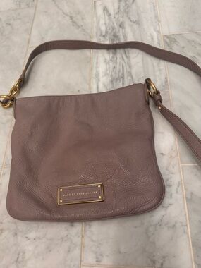 Marc by Marc Jacobs Gray Pebble Leather Crossbody Bag with Gold Hardware